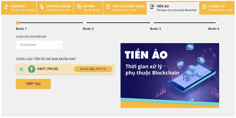 Các hình thức nạp tiền FIVE88 được sử dụng